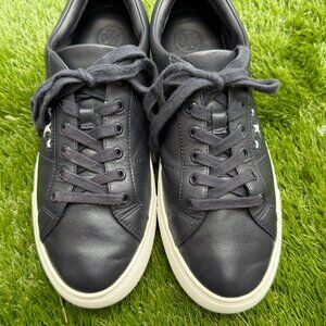 Tory Burch Amalia Sneakers Navy Leather Sz 8.5